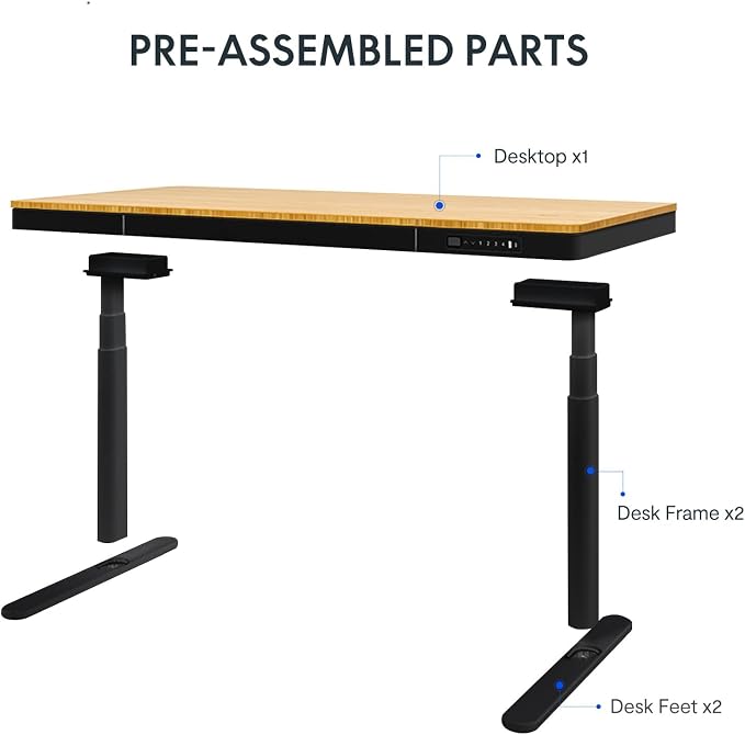 SANODESK Standing Desk with Drawer,Dual Motor 3 Stage Electric Height Adjustable Home Office Desk with Storage & Wireless Charging, 55 inch Bamboo Tabletop/Black Frame