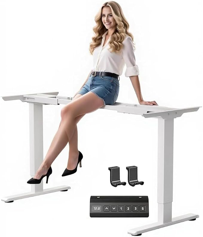 Dual Motor Standing Desk Frame with 330 lbs, Electric Adjustable Legs, Compatible Desktop Size 40″-90″, 3 Memory Height Settings Stand up Desks Frame Workstation, Black Frame Only