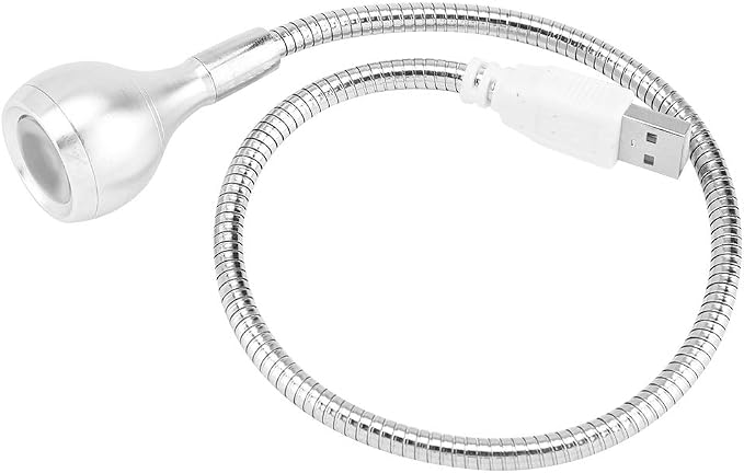 USB LED Desk Lamp Flexible Neck Portable Light for Home Office Study Silver Warm White 1W (Warm Light)