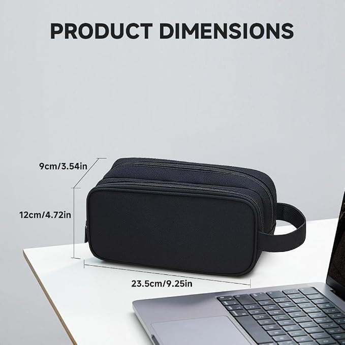 Teskyer Cable Organizer Bag, Travel Electronics Accessories Organiser, Protable Tech Pouch for Phone Chargers, Cables, Flash Drive, Power Bank, Hard Drive, Black, 23.5 x 12 x 9 cm, Double-Layer Cable