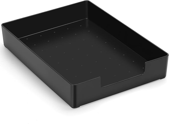 Letter Tray, Desk Organizer Tray, A4 Plastic Paper Tray Organizer for Desk, Stackable Rectangular Inbox Mail File Holder, Drawer Organizer for Desk Accessories Office School Home Supplies (Black)