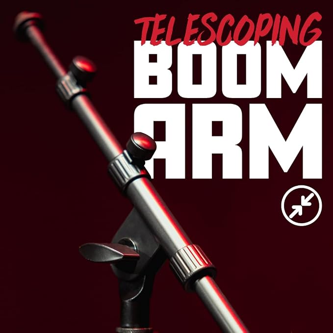 Gator Frameworks Rok-It Series Heavy Duty All Metal Telescoping Tripod Mic Stand with Adjustable 36" to 64" Height and Extendable Boom Arm, Fully Collapsible for Convenient Travel (RI-MIC-5020)