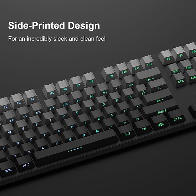 PBT Keycaps Side Print Key Cap Set, Double Shot Shine Through Custom Keycaps, Cherry Profile 133 Keys for Mechanical Keyboards Gradient Blue (Gradient Gray)