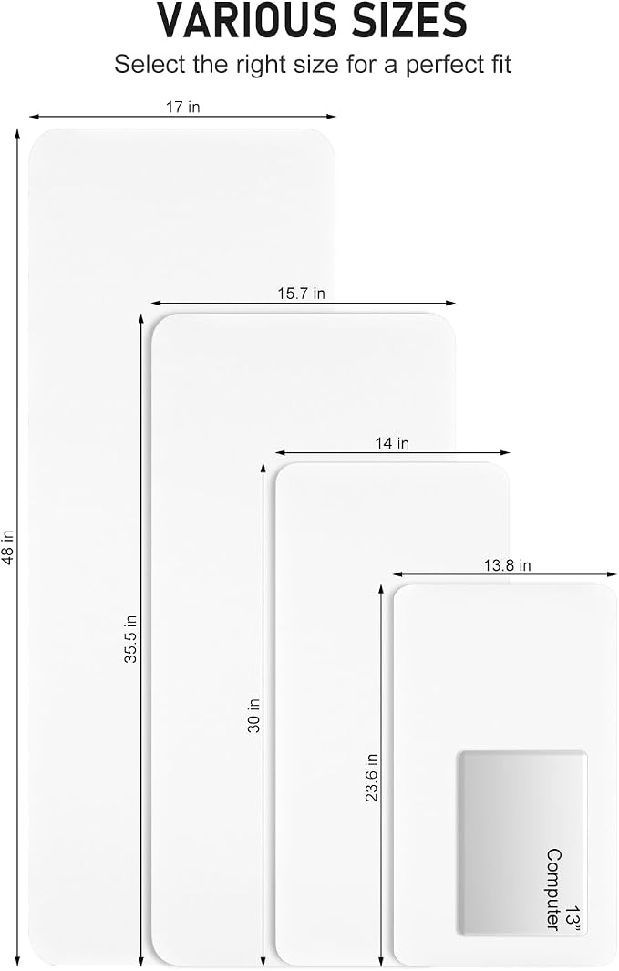 Desk Pad, 48" x 17" PU Leather Non-Slip Desk Mat Large Mouse Pad for Desktop, Waterproof Laptop Computer Writing Mat for Office, Home, Work, Gaming, White