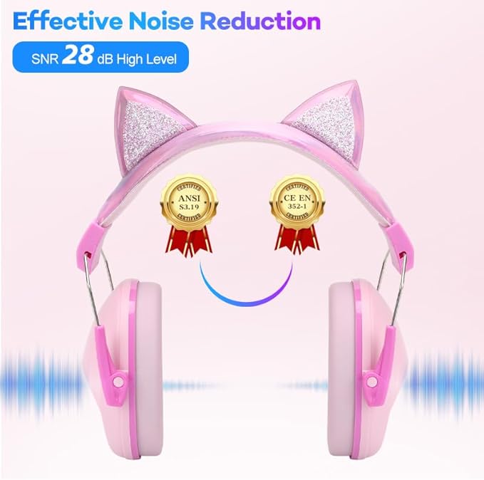 Noise Cancelling Headphones for Kids, Kids Ear Protection 28dB SNR Noise Reduction Ear Muffs for 3-12 Years Toddler/Children, Noise Cancelling Headphones Hearing Protection For Fireworks/Monster Truck
