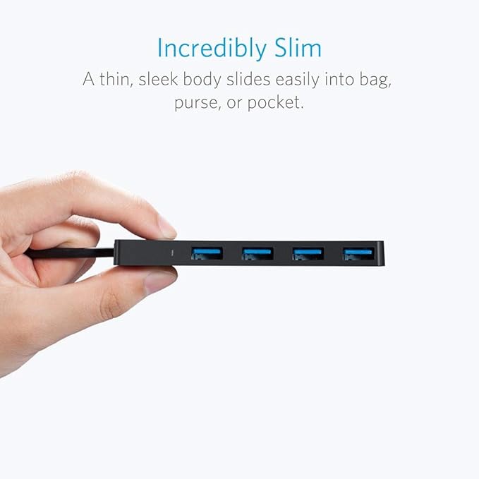 Anker USB Hub 4 Ports with 5Gbps Data Transfer, Multiple USB 3.0 Hub, USB Splitter for Laptop, Extender for A Port Laptop, PC, Desktop and More [Charging Not Supported](0.7 ft USB-A)