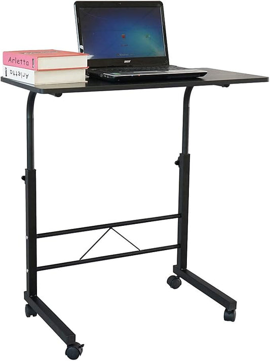 Karl home Side Table Mobile Standing Desk, 31.50" L x 18.11" W, Black | Adjustable Height, Portable Laptop Table, TV Tray Computer Workstation, Sofa Bed Table, For Home Office