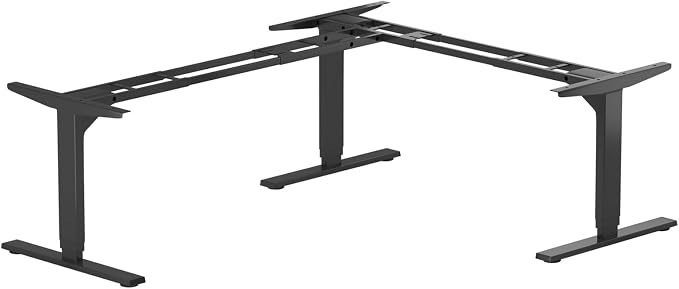 PROGRESSIVE AUTOMATIONS Standing Desk Corner Frame - Adjustable Height and Width Legs with Triple Electric Motors for Home Office L Shaped Desk FLT-05 Grey