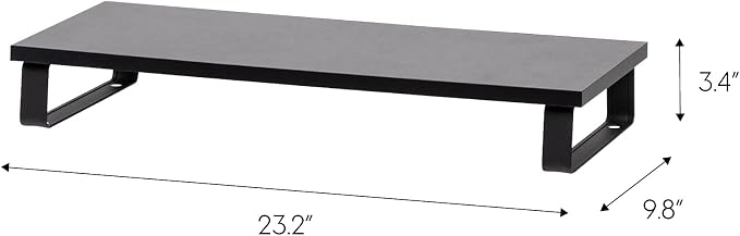 IRIS USA 1-Tier Multi-Purpose Modern PC Monitor Organizer Stand with Metal Legs, Ergonomic Desktop and Countertop Riser for Computer Laptop TV Kitchen Pantry and Closet Organization, Black | Elevates monitors and laptops while organizing keyboards, off...
