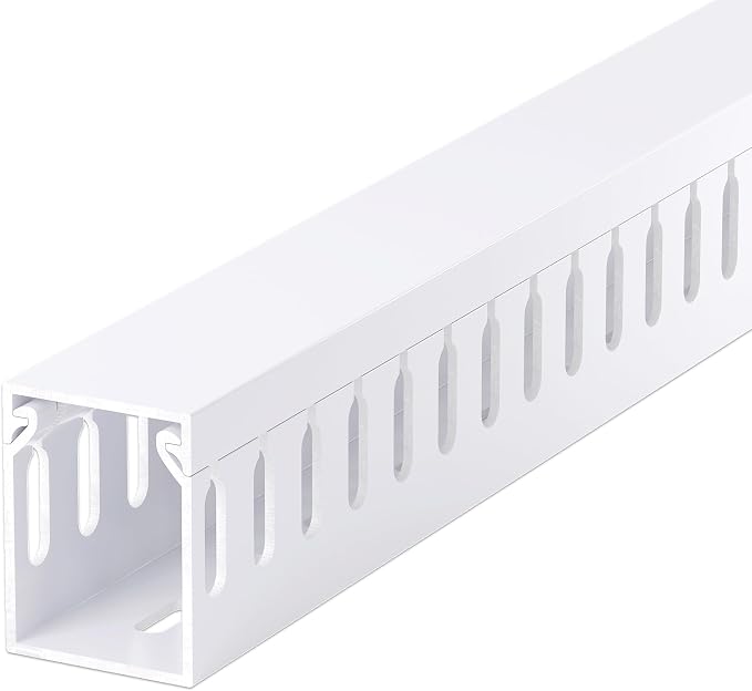 1.6"H x 1.2"W Cable Raceway, 99in Under Desk Wire Management Channel, White | Slotted Wire Duct, 6Pack, 16.5in Each, Heavy-Duty PVC Cable Management for Server Racks, Network Cables & Electrical Cabinets