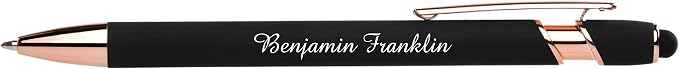ExpressDesigns™ - Personalized Pens Gift Set - 2 Pack of Rose Gold Soft Touch Metal Pens w/gift box - Luxury Ballpoint Pen Custom Engraved with Name | Perfect for Him or Her (Green - Black)