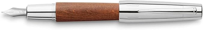 Faber-Castell e-motion Fountain Pen, Wood and Chrome Brown - Extra Fine