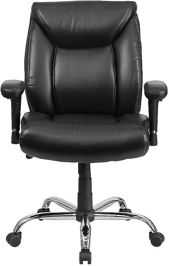 Flash Furniture HERCULES Series Big & Tall 400 lb. Rated Black LeatherSoft Deep Tufted Ergonomic Task Office Chair with Adjustable Arms