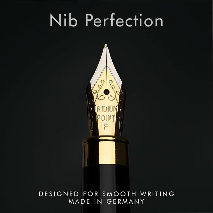 Wordsworth & Black Fountain Pen Set, Luxury Bamboo Wood - Fine Nib, Gift Case; Includes 6 Ink Cartridges, Ink Refill Converter -Journaling, Calligraphy; Drawing, Smooth Writing [Cherry Wood]