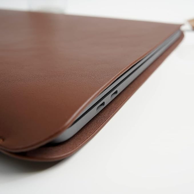 13/14/15-inch Faux Leather Laptop Sleeve | Compatible with MacBook Air/Pro, Dell XPS, Surface Pro & More | Ultra-Thin Design + Universal Fit (Dark Brown, 13 Inch Laptop)
