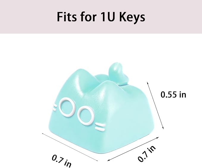 Artisan Keycaps, Cute Cat Custom Key Caps for MX Mechanical Keyboard, Resin Handmade 1U Replacement for Esc Arrow Keys (Green cat)