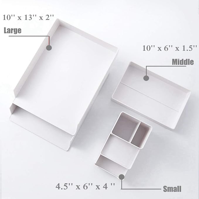 Desk File Organizer Vertical Document Letter Tray Wall File Holder with Drawer Organizer for Office Home (White, Small)