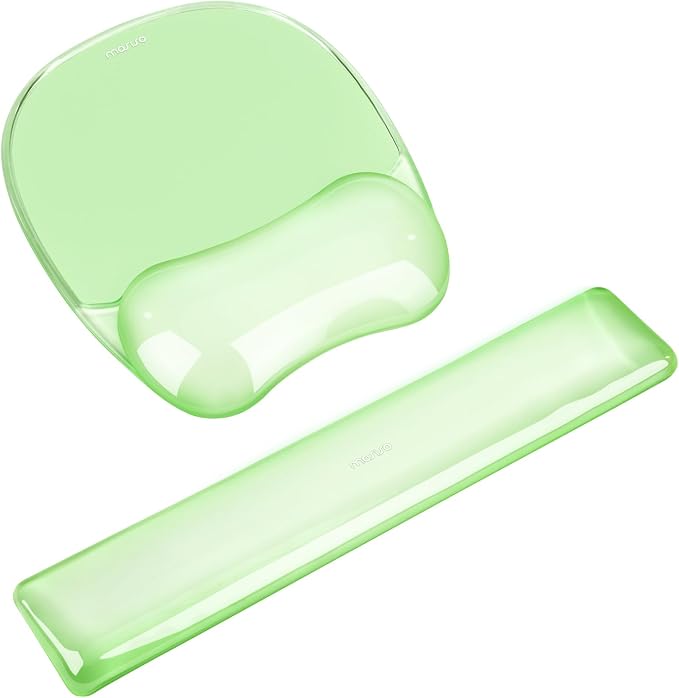 MOSISO Gel Wrist Rest Support for Mouse Pad&Keyboard Set, Irregular Oval Ergonomic Mousepad Keyboard Pad Non-Slip Base Home/Office Pain Relief&Cooling Gel Easy Typing Pad for Computer Laptop, Green