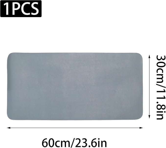 24" x 12" PU Leather Keyboard Mouse Pad Non-Slip Desk Protector Mat for Vanity Makeup Laptop, Dusty Blue