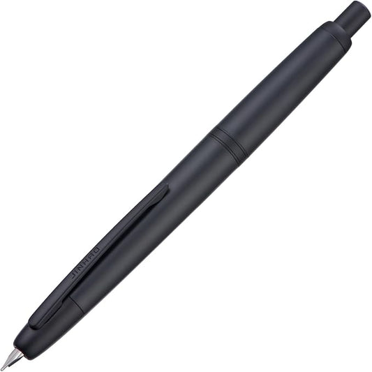 Jinhao 20 Press Fountain Pen, Matte Black Retractable Fine Nib with Ink Converter Set (Black Clip)