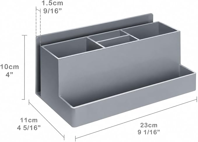 Acrimet Desktop Organizer - Multi Organizer Caddy Holder for Office, Home and School use (Plastic) (Silver Color) | Office Notebook, Briefcase, Pads & Accessories