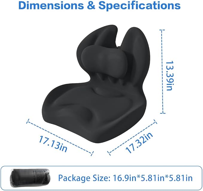 Adjustable Memory Foam Lumbar Cushion - Ergonomic Lower Back Support Pillow with Cotton Cover, Mid-Height Customizable Design for Office Chair, Car Seat, Long Sitting (Black, Large)