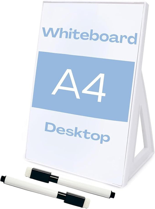 White Board Dry Erase Board 11.8 x 8.3 Inches, Small Stand-Up or Hangable Desktop Dry Erase White Board, with 2Markers, Dry Erase Whiteboard Easel for Desk