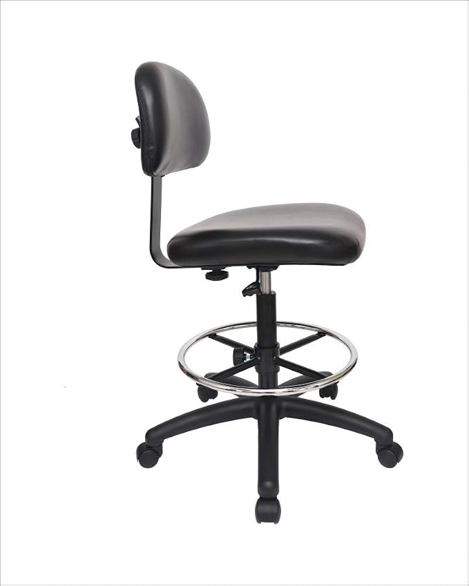Tall Bench Height Task Chair for Labs, Exam Rooms, Doctor and Dentist Offices. Easy to Clean! 23"-33" Seat Ht. (Tall Bench Height, Black)
