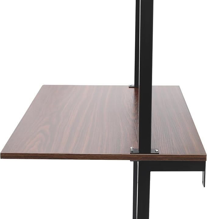 Wall Mount Desk 3 Tiers Wall Table Wall Mount Computer Writing Table Industrial Bookcase Desk Brown and Black for Homes Office School