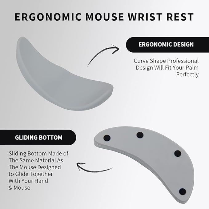 Ergonomic Mouse Wrist Rest Gliding Wrist Rest Support Pad for Office Computer Laptop Gray