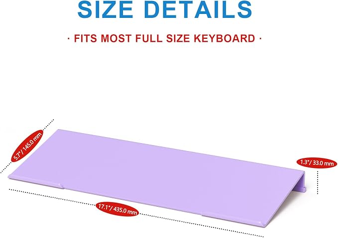 WINFFOR Comfortable Computer Keyboard Stand - Ergonomic Keyboard Riser Acrylic Tilted Keyboard Holder for Easy Typing&Working at Home Office - Fits All Keyboard Sizes - 17'' Wide (Purple)