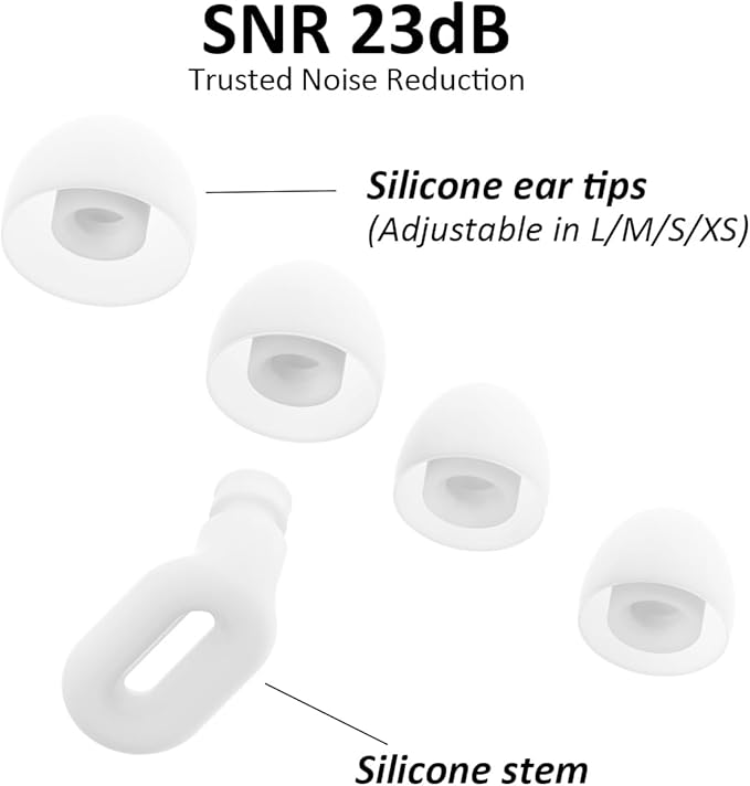 Focus Noise-reducing Earplugs - Reusable Silicone Earplugs for Deep Focus, Work, Study, Comfy Sleep, Misophonia, Travel, Hearing Protection - Adjustable in XS/S/M/L, SNR 23, NRR 17, White