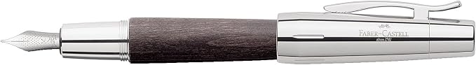 Faber-Castell e-motion Fountain Pen, Wood and Chrome Black - Medium | Fountain pen in elegant wood design with high-quality nib and gift packaging