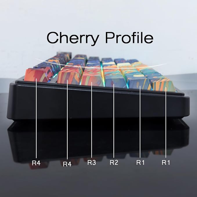Tsungup Custom Keycaps,131 Keys PBT Starry Sky Side Print Keycaps,Cherry Profile Key Caps Keyboard Keycap Set for Cherry MX Switches Mechanical Keyboard(Black)