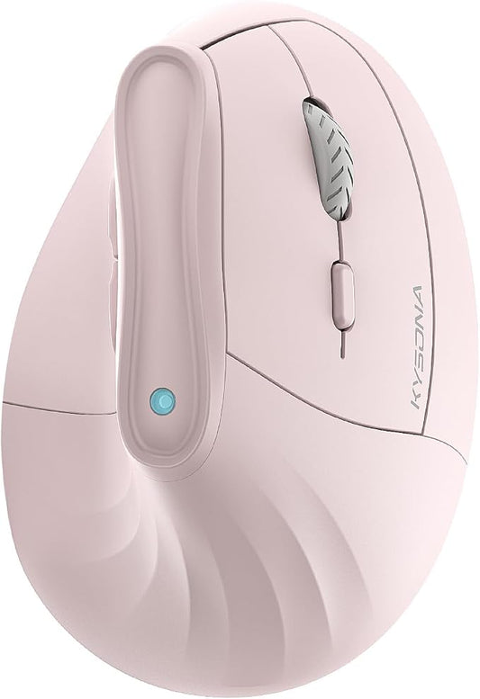 KYSONA Ergonomic Mouse Wireless, Bluetooth Vertical Mouse, 5-Level Adjustable DPI, 2.4G Silent Switch Mice for Windows, MacOS, IPadOS, Laptop, PC, Pink