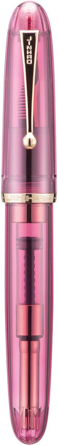 Jinhao 9019 DaDao Series Fountain Pen, Size 8 Extra Fine Nib with Large Ink Converter, Transparent Wine Red Acrylic Design Smooth Writing Pen (Gold Trim)