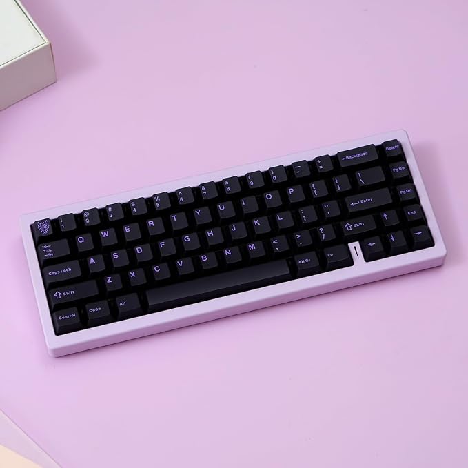 Sumgsn 114 Keys Translucent Keycaps Cherry Profile Doubleshot Black Purple Keycap Set Fit for 60% 65% 75% Cherry Mx Switches Mechanical Keyboards