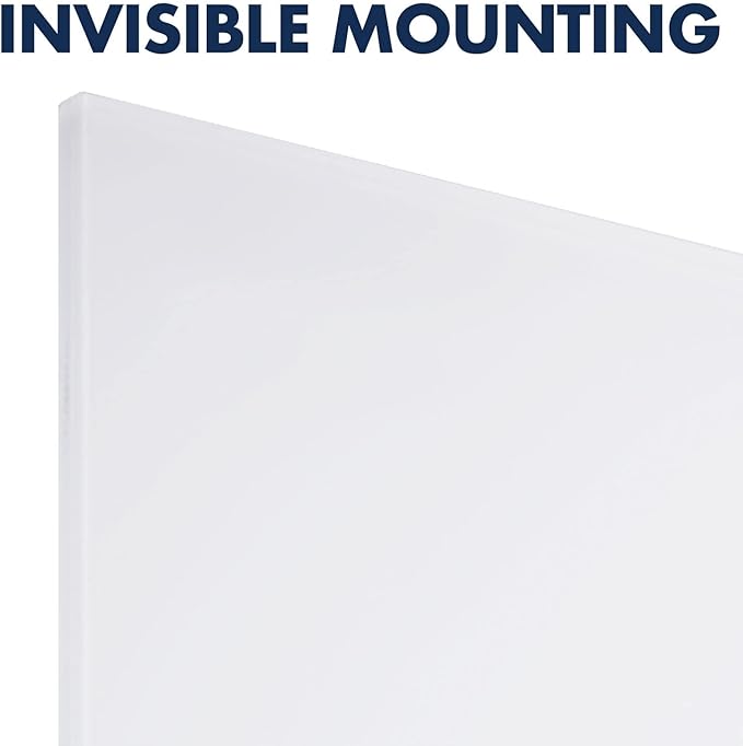 Quartet Whiteboard, Magnetic Dry Erase White Board, Glass 28" x 50" Vertical-Only, Frameless, InvisaMount, White (Q012850IMW)