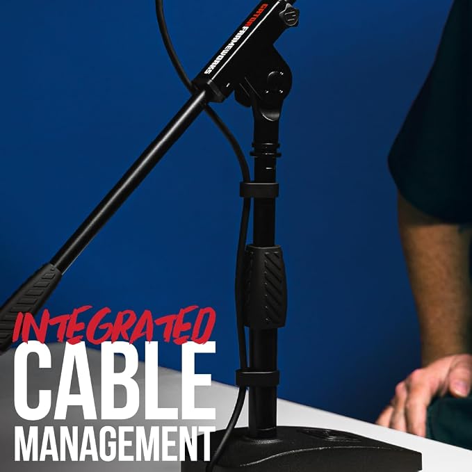Gator Frameworks Short Weighted Base Desktop Microphone Stand with Boom arm, and Adjustable Height, Base Dimensions - 4.5" X 8" (GFW-MIC-0821)