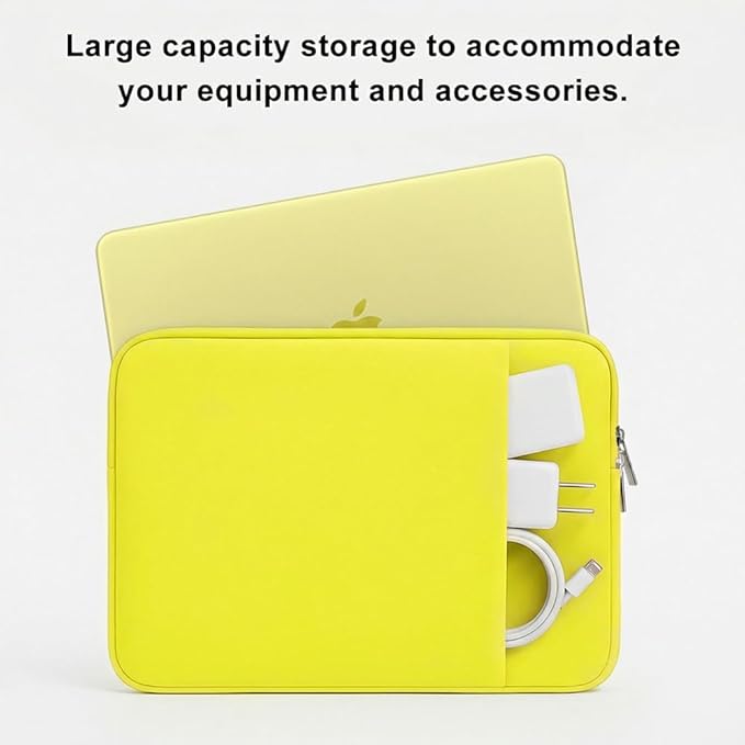 Laptop Sleeve for MacBook Neo/Air/Pro 13 inches A18/M5/M4/M3/M2/M1 Chip 2026-2020 A3404 A3449 A3240 A3113 A2681 with 2 Pockets Tablet Bag Case Accessories (Yellow)