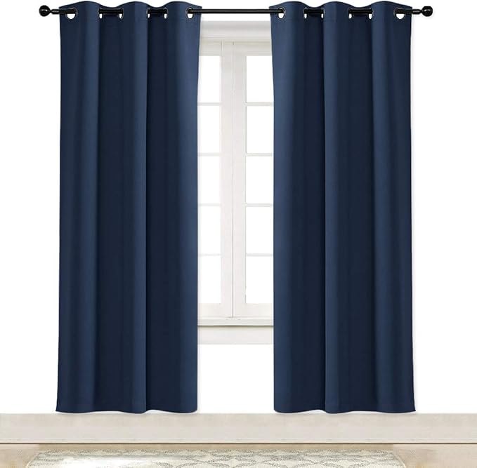 NICETOWN Bedroom Window Blackout Curtain Panel - Thermal Insulated Blackout Room Darkening Drape/Drapery (Navy, 1 Panel, 42 x 72 inch)