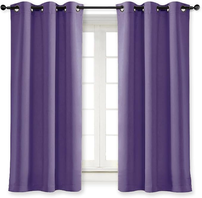 NICETOWN Blackout Curtain Blind for Bedroom, Single Panel, W42 x L54 inches, Lilac Purple, Thermal Insulated Grommet Blackout Room Darkening Drape/Drapery