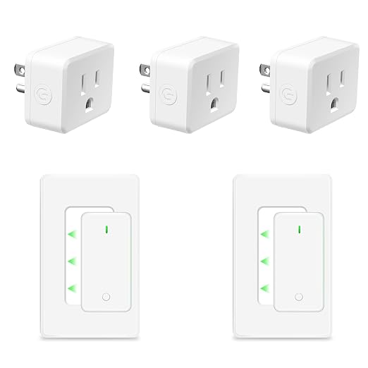 NineLeaf Remote Plug in On Off Switch Kit, Square Outlet Plug with Remote, Wireless Wall Mounted Light Switch, 15A/1500W, 500ft, TUV Listed, No Wiring Needed, for Lamps, Fans,2 Switches 3 Outlets