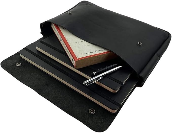 Leather File Folder Organizer Document Holder, File Case, A5 Binder, Envelope Portfolio, Pencil Pouch,Leather Portfolio ,Laptop Sleeve Case for 13"14" 15" Laptops,Macbook & Tablets (Black)