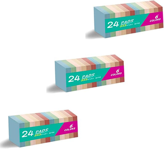 (72 Pads) Sticky Notes 3x3 inch, Self-Stick Pads Vintage Colors Sticky Note, Recyclable, Easy to Post for Home, Office, Notebook