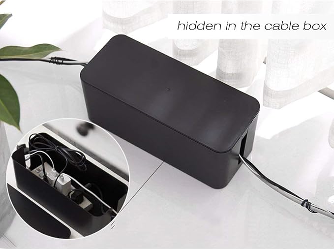 ShellKingdom Cable Management Box, 2 Set Cable Organizer for Cable and Cord Management, Storage and Holder to Cover and Hide & Power Strips & Cords (Black)