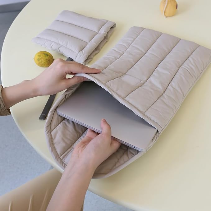 Puffy Laptop Sleeve Set 13-14 Inch Grey, Protective Carrying Case for Men and Women, Cute Case Bag Compatible with 13 Inch and 14 Inch Laptops, for MacBook Air M2 M1, Asus/Dell Xps/Lenovo in Cover