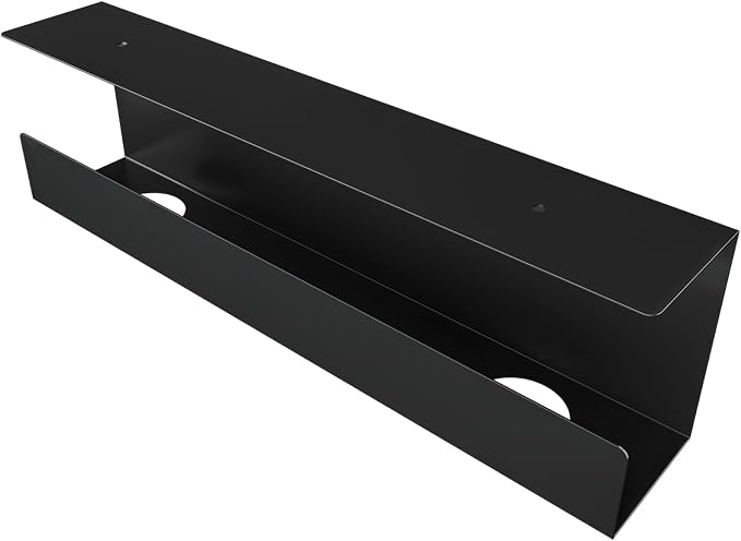 Cable Management Under Desk,17 inch Cable Management Tray | Power Strip Holder,Cord Organizer,Wire Management for Office and Home, Black