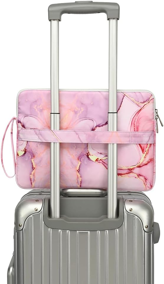 15.6-inch Notebook case, Waterproof and Shockproof Protective Computer case, can be Used to Cover Shopping cart Cases. The Notebook is Compatible with Lenovo, ASUS and HP (New Pink Marble)