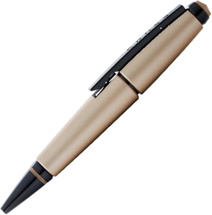 Cross Edge Matte Hazelnut Lacquer Gel Rollerball Pen, Black Ink - Elegant Accessory for Smooth Writing - Capless Slide-Open & Snap-Shut Design - Ergonomic Shape - Comfortable Grip - Ideal Gift